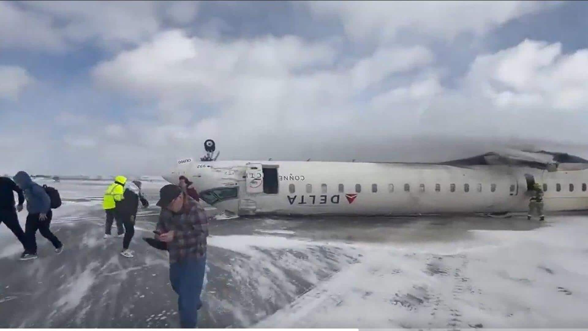 Delta plane flips upside down at Toronto airport, 18 injured