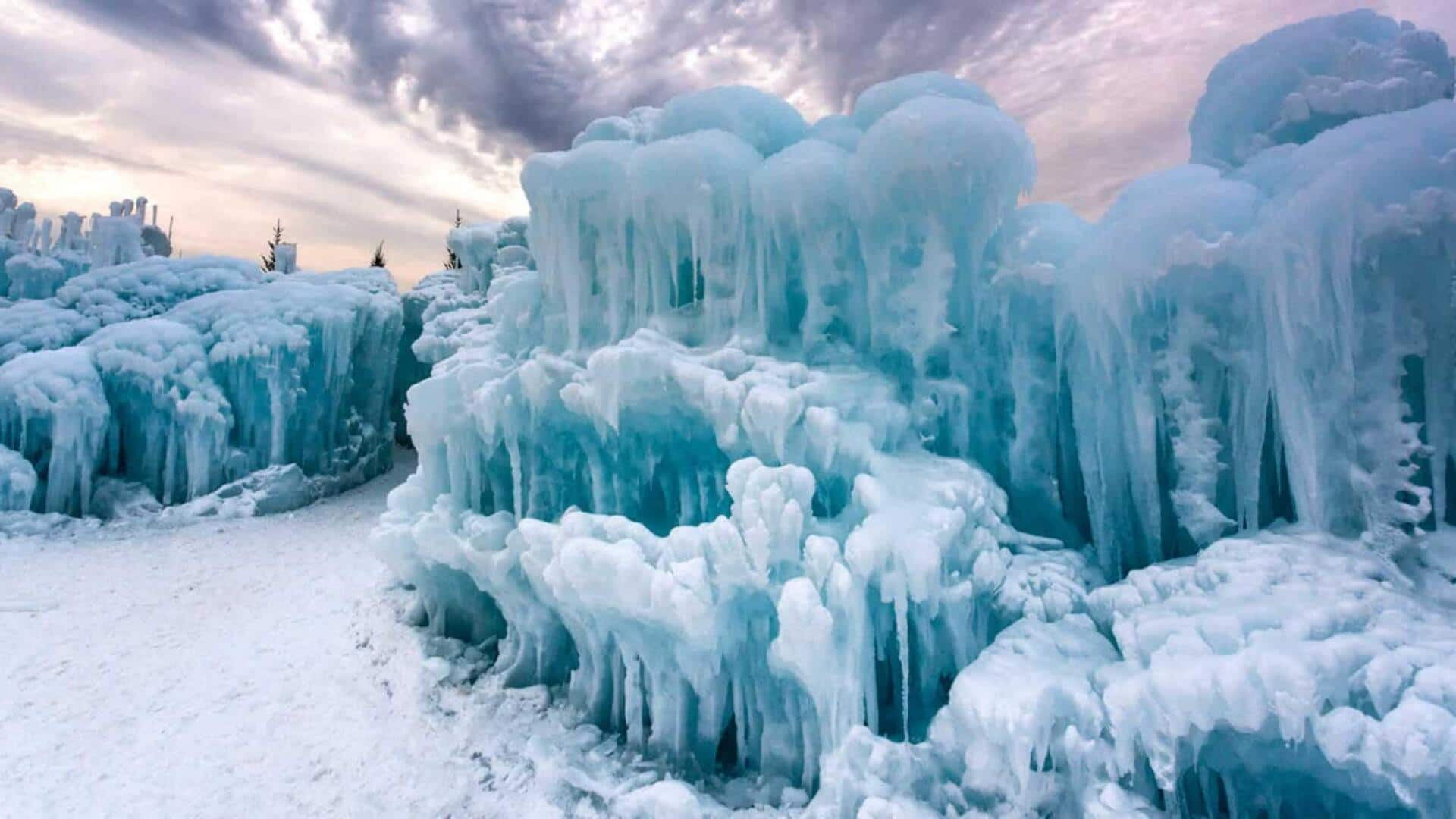 Winter magic unveiled at Edmonton's Ice Castles, Canada