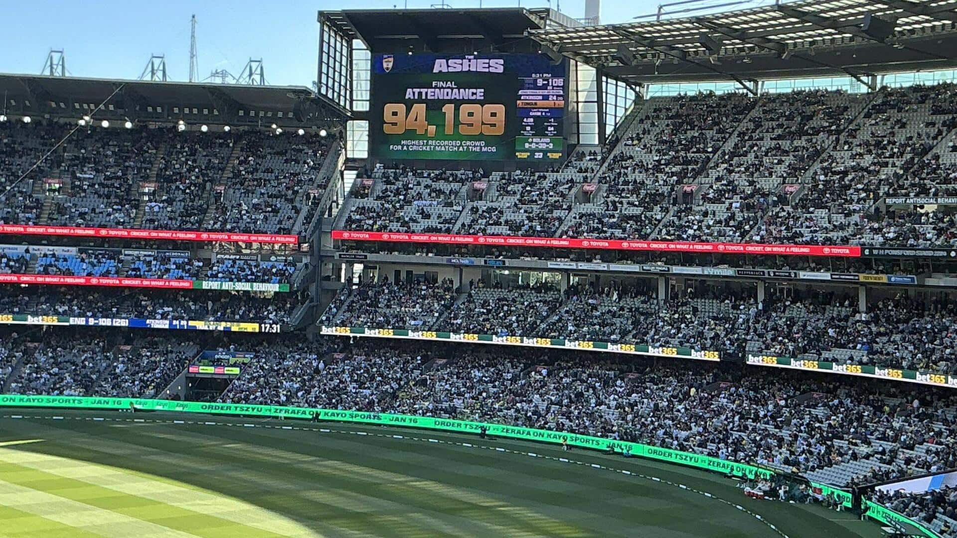 Ashes 2025-26: Record attendance sets new record at MCG