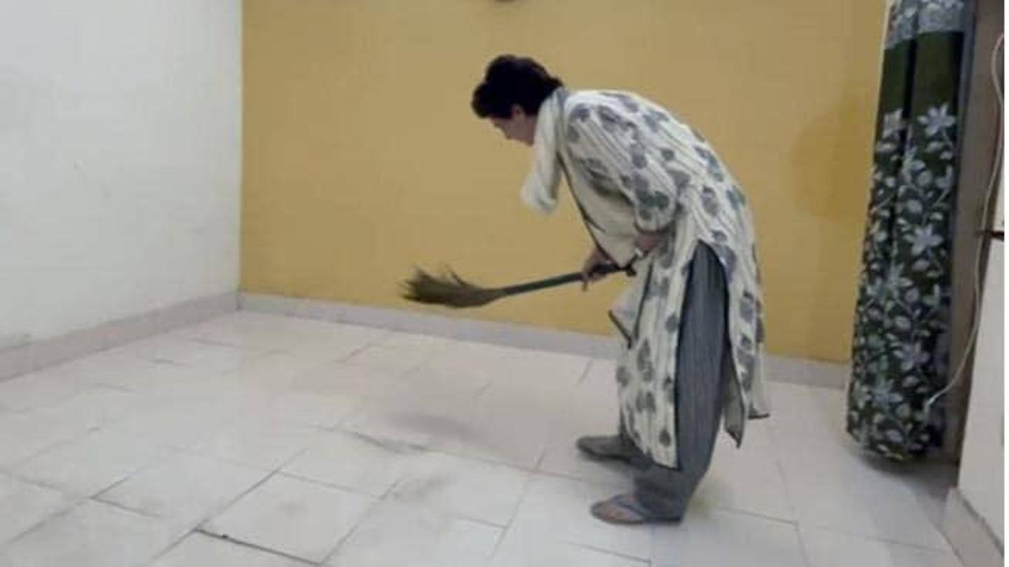 Gandhi sweeps room where cops detained her; video viral Gandhi sweeps room where cops detained her; video viral