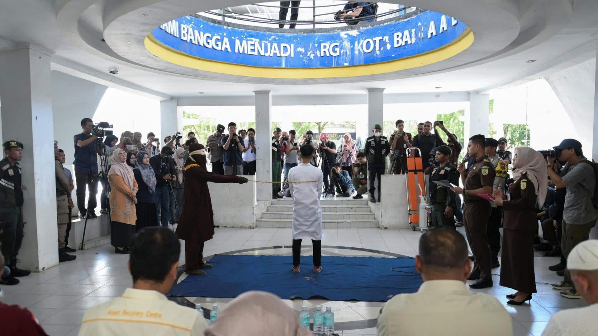 College students publicly caned for having gay sex in Indonesia 