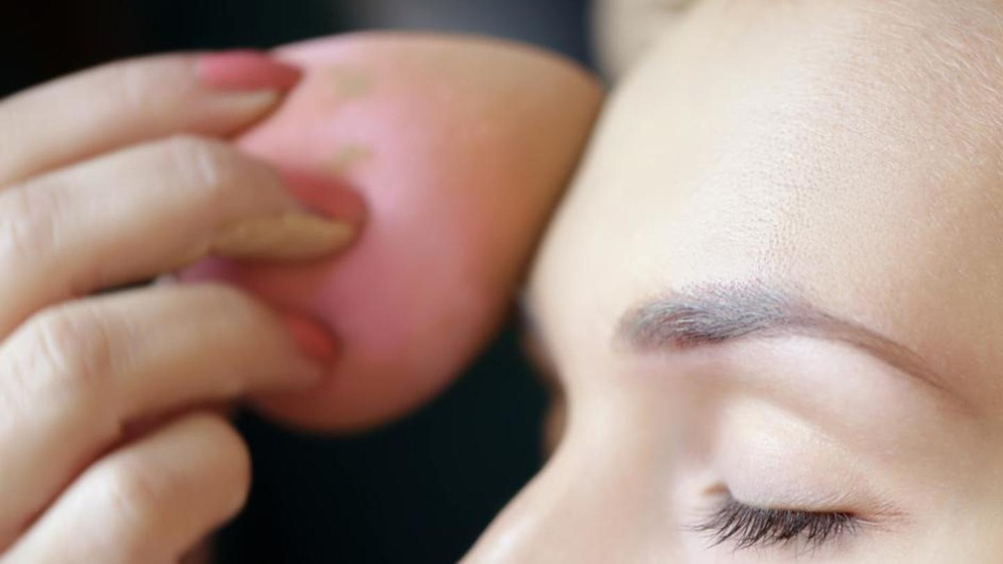 You can alternatively use a makeup sponge to apply foundation You can alternatively use a makeup sponge to apply foundation
