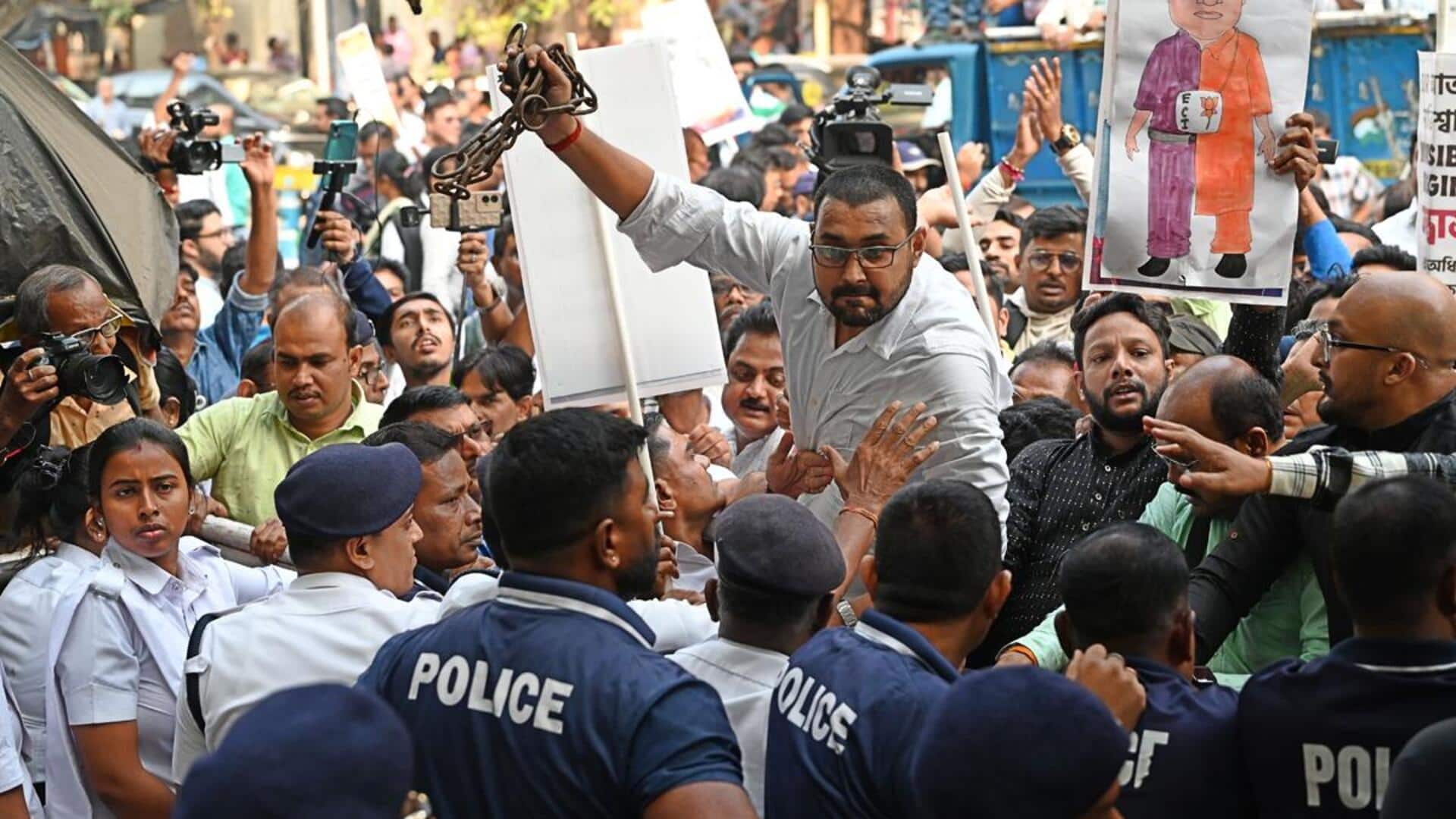 BLOs clash with police outside Bengal ECI office over workload 