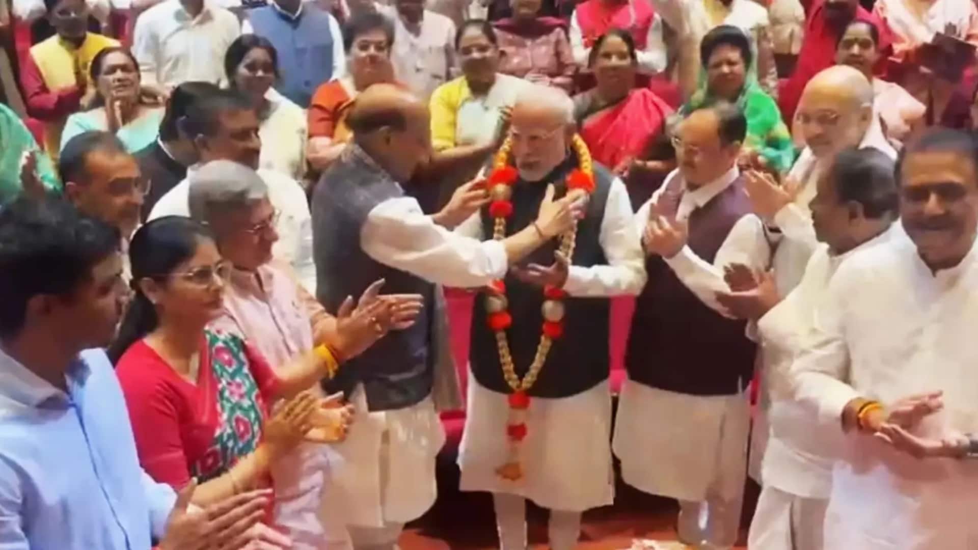 PM Modi felicitated by NDA MPs for Op Sindoor success