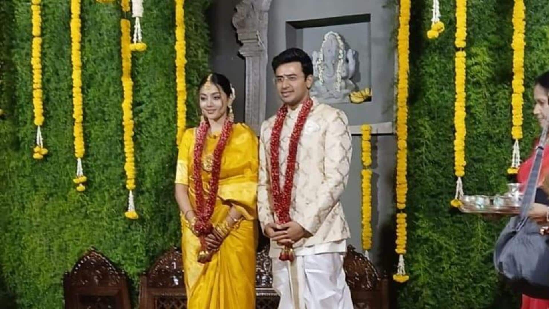 BJP MP Tejasvi Surya marries Carnatic singer Sivasri Skandaprasad