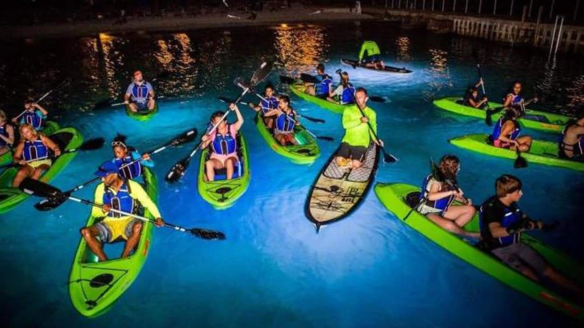 Kayak under the stars in Vieques in Puerto Rico