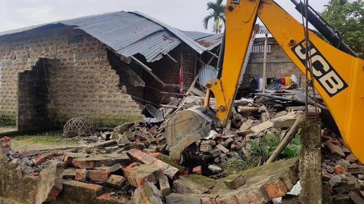 Assam: After mob torches police station, homes of accused demolished