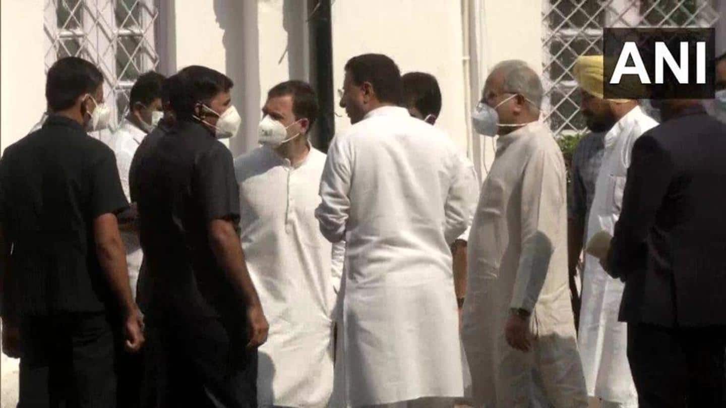 Gandhi is accompanied by Baghel and Channi Gandhi is accompanied by Baghel and Channi