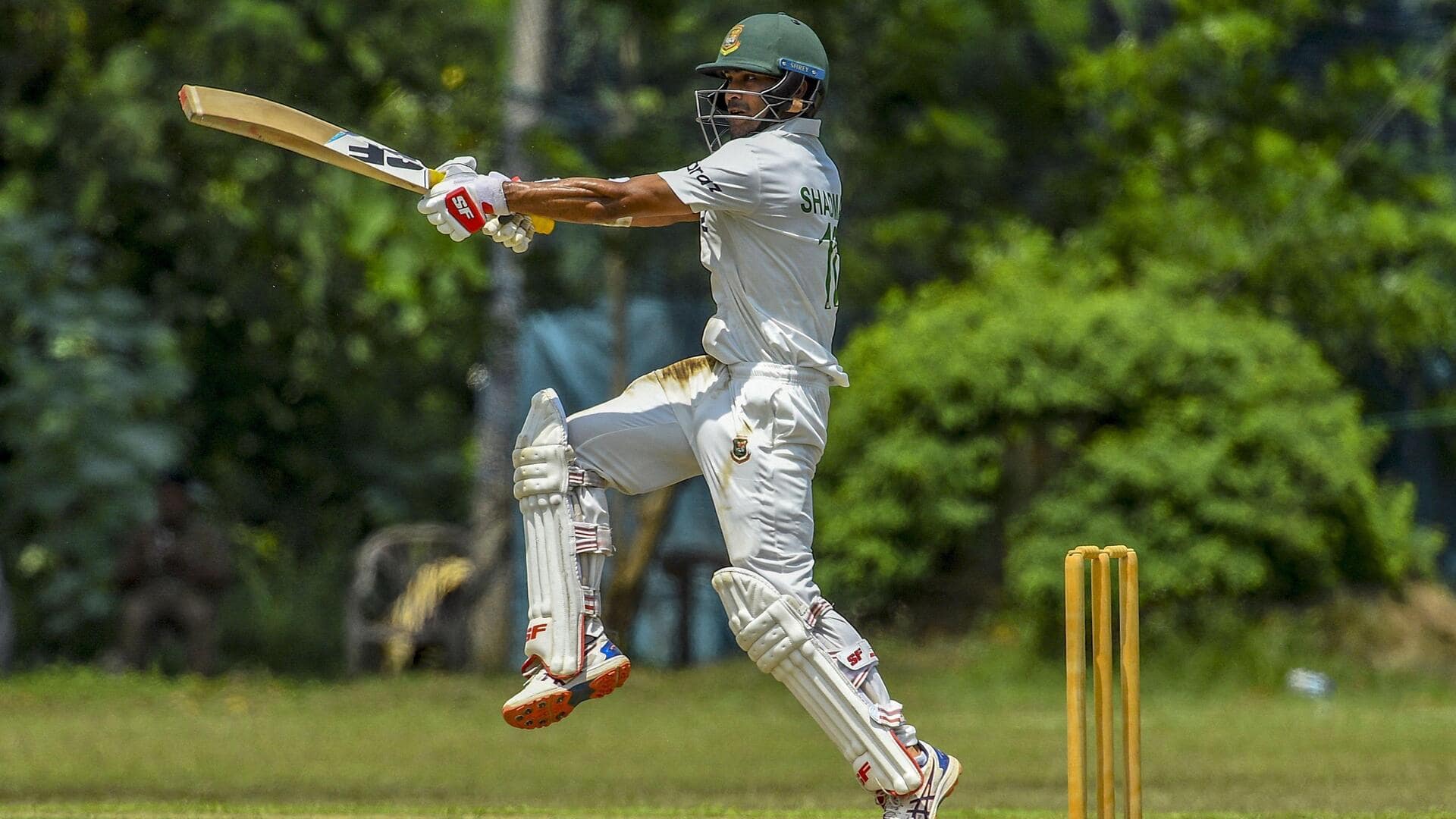 Shadman Islam hammers his maiden Test half-century vs India