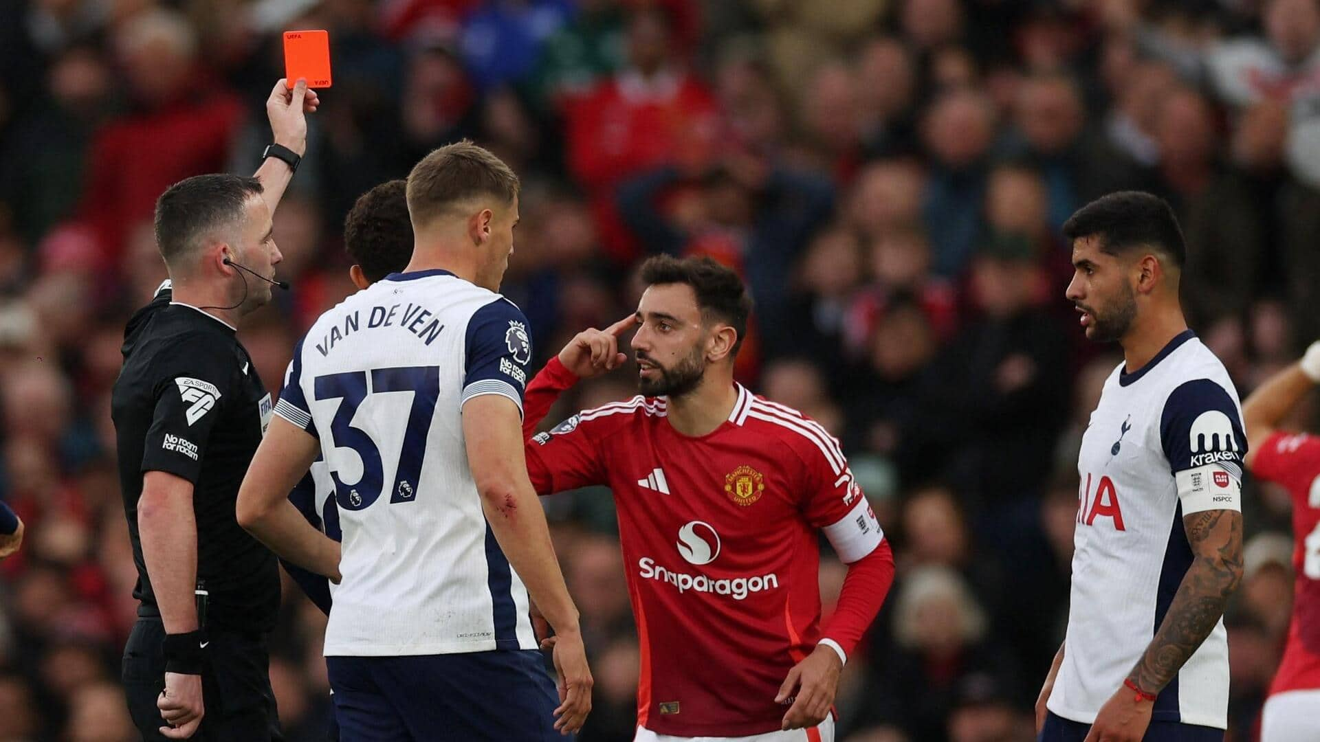 Tottenham bury 10-man Manchester United 3-0 at Old Trafford: Stats