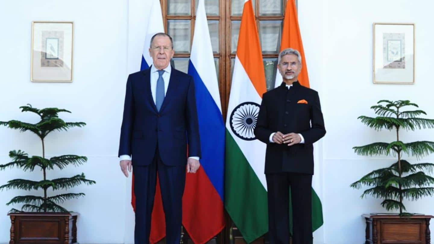 Russian Foreign Minister Sergey Lavrov meets Indian counterpart S Jaishankar