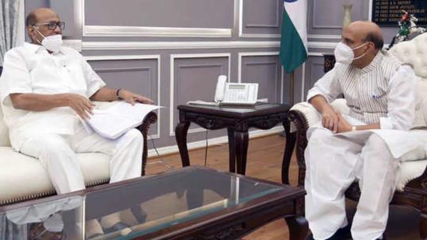 Pawar met Defence Minister Rajnath Singh on Friday Pawar met Defence Minister Rajnath Singh on Friday