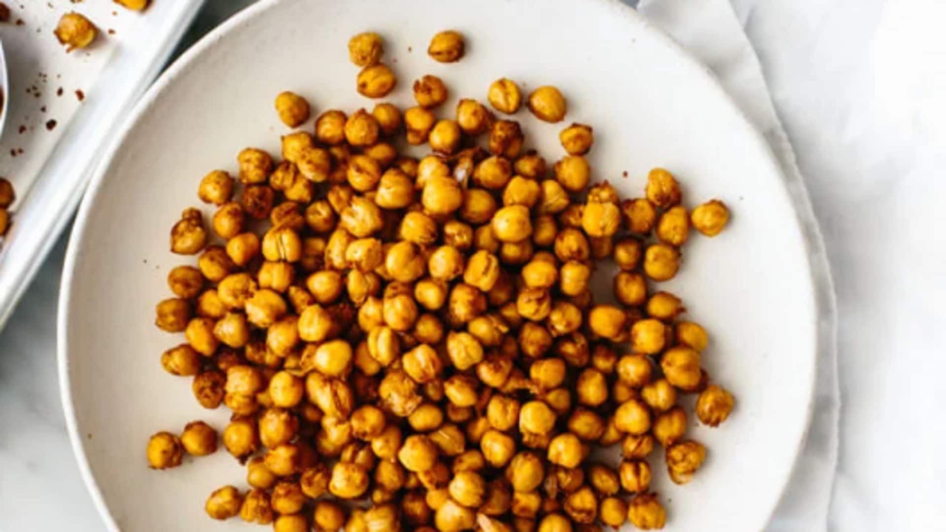 Swap sugary popcorn with roasted chickpeas