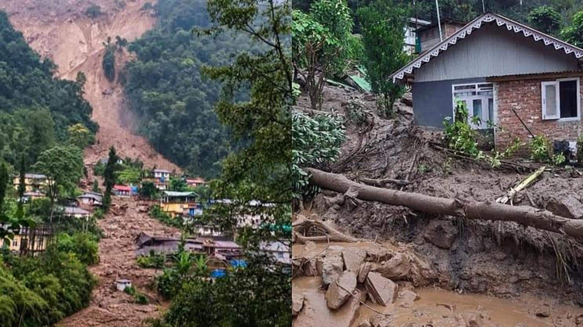 Video: Continuous rainfall triggers massive landslide in Sikkim