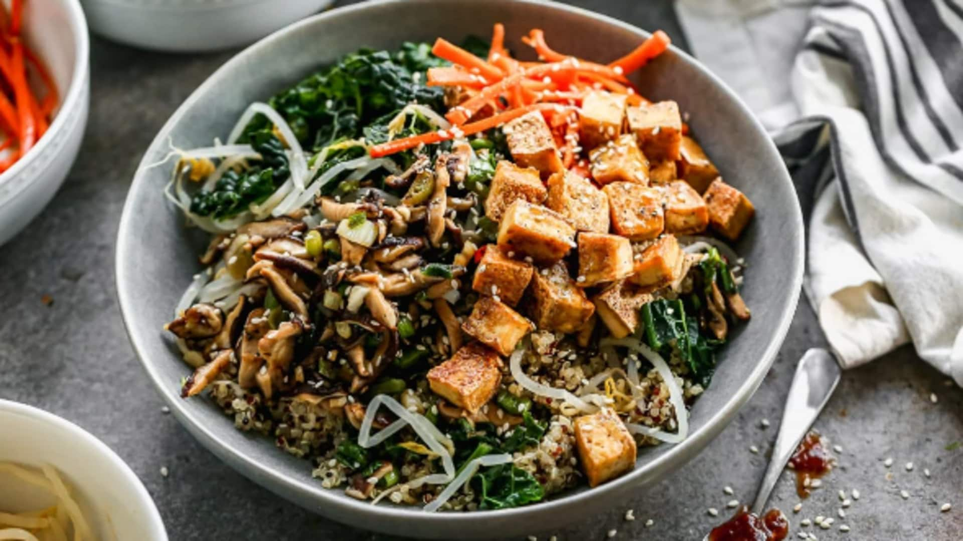 Check out this Korean bibimbap with tofu recipe