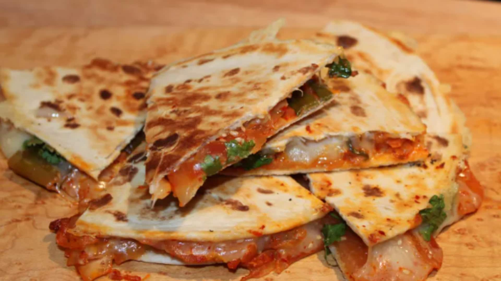 Whip up delicious fusion Mexican-Korean kimchi quesadillas at home