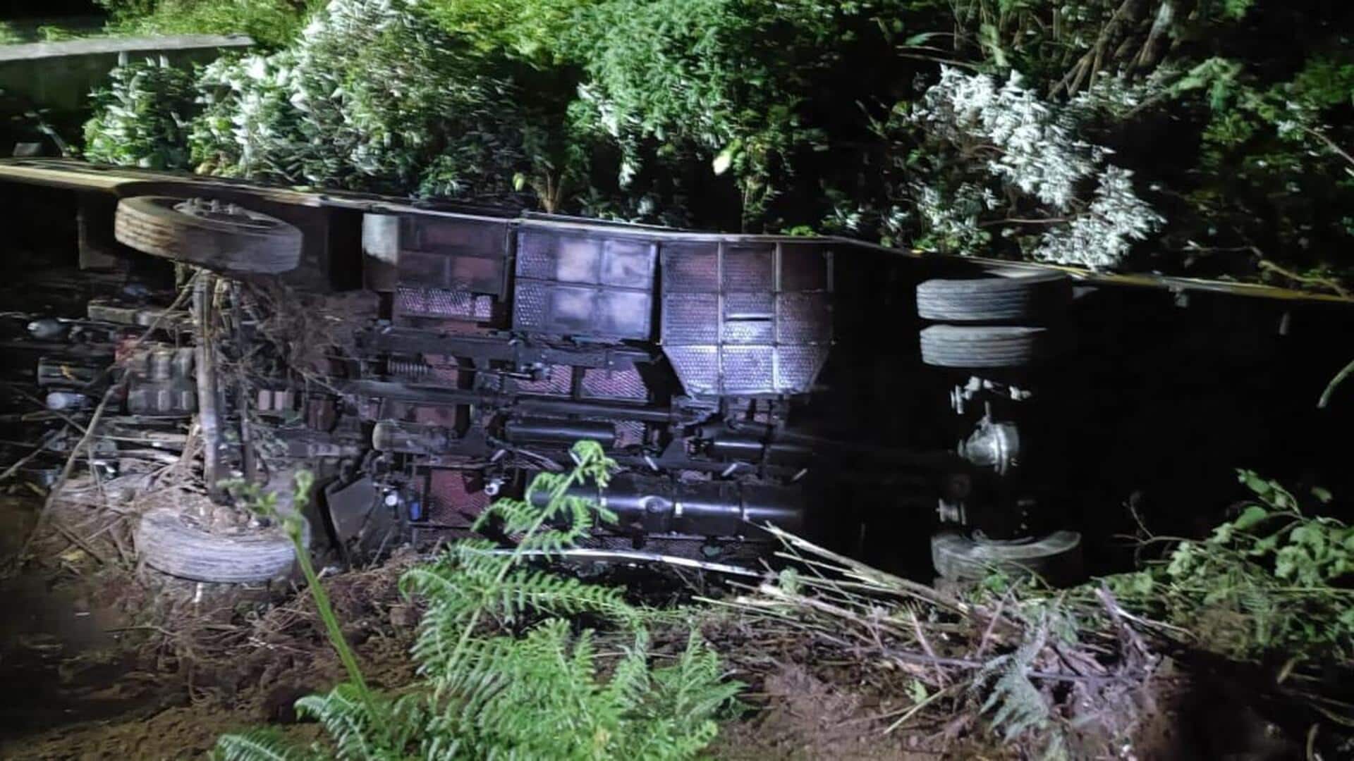 TNSTC bus overturns near Valparai, 32 passengers injured TNSTC bus overturns near Valparai, 32 passengers injured