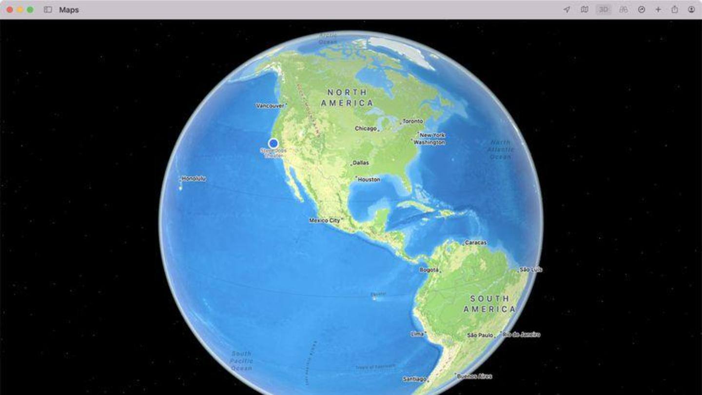 Interactive Globe, detailed views on Maps exclusive to M1 Macs