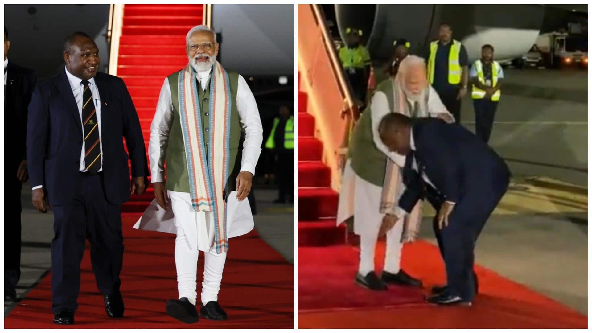 Papua New Guinea PM Marape welcomes Modi, touches his feet