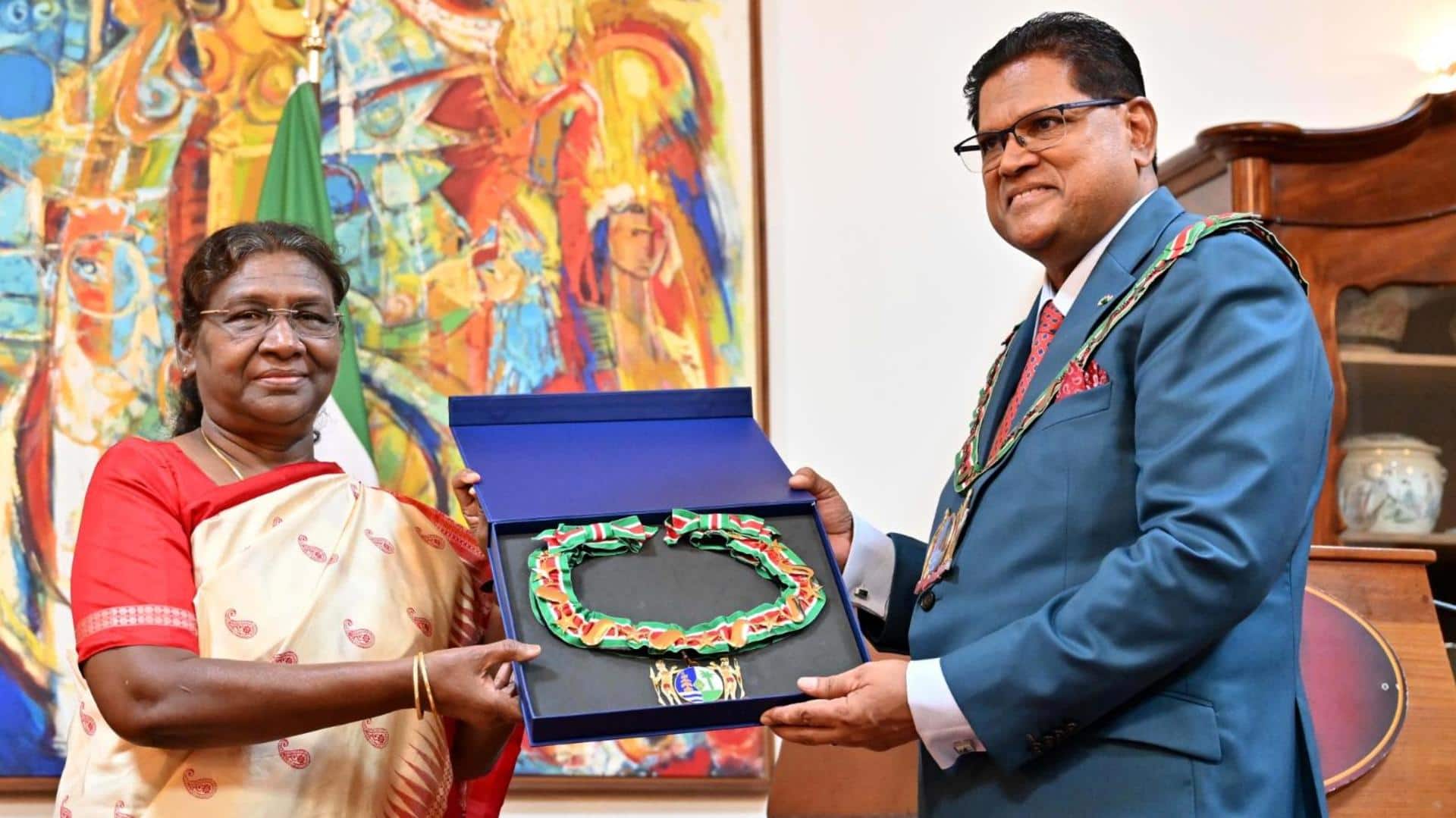 President Droupadi Murmu conferred with Suriname's highest civilian honor