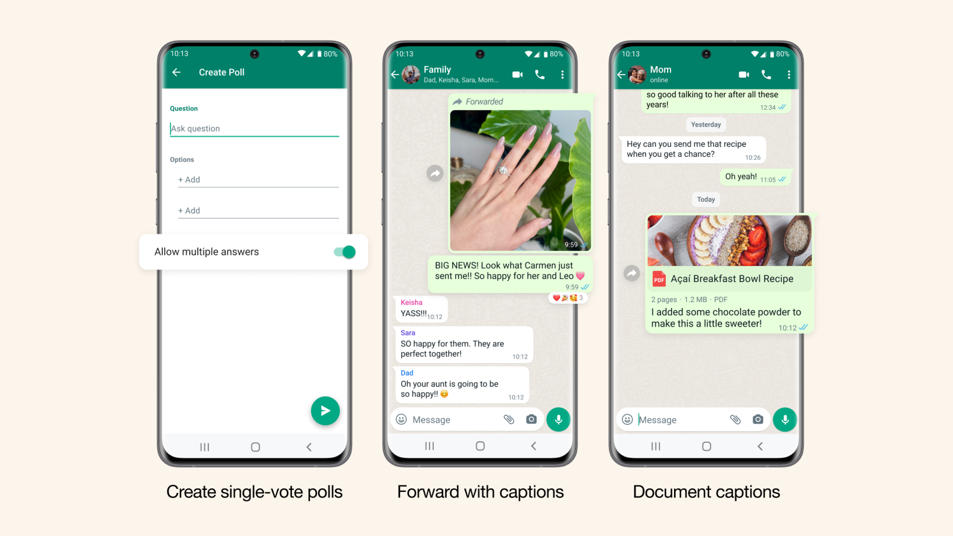 WhatsApp feature drop: Single-vote polls, document captions and more