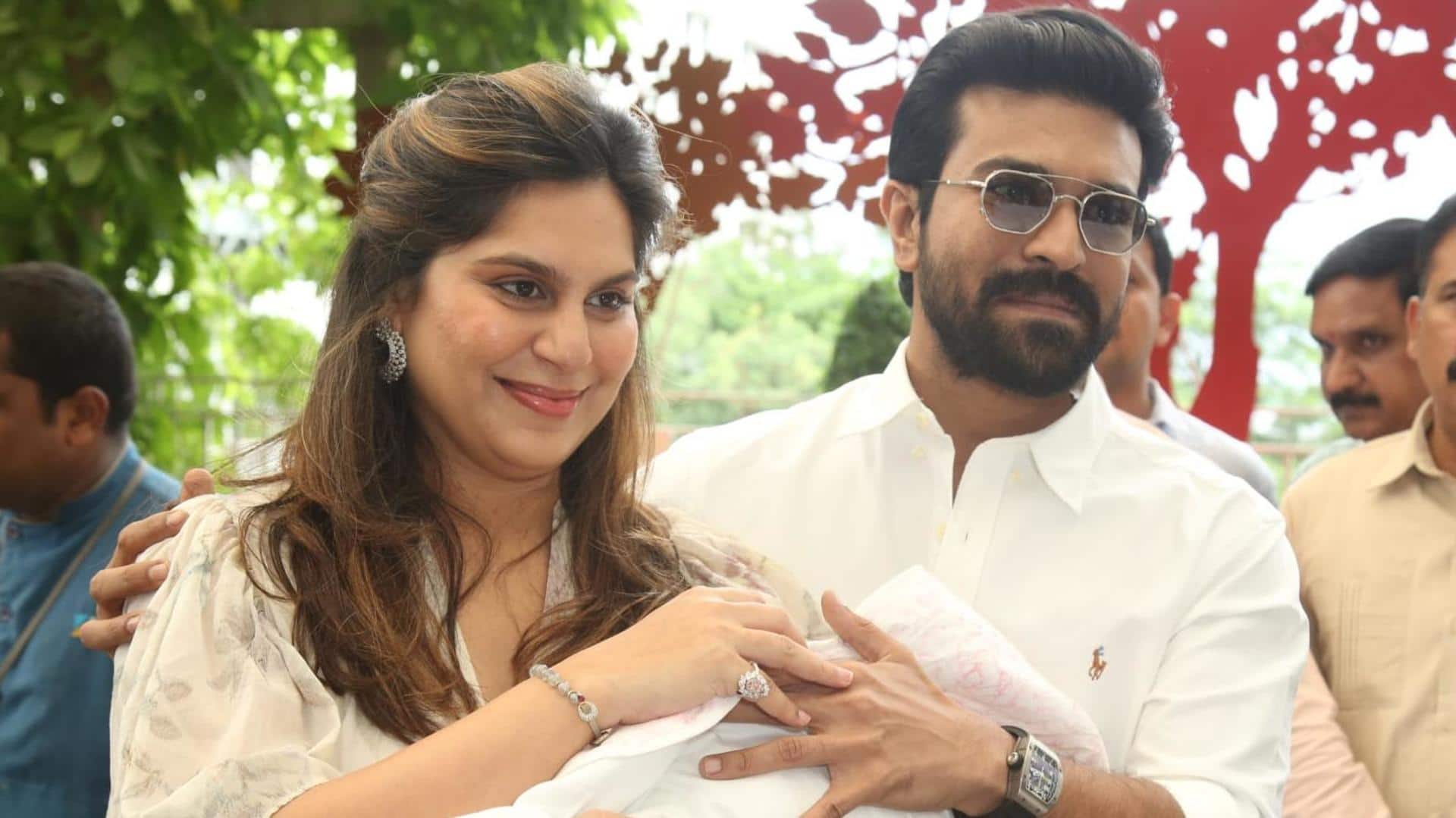 Ram Charan-Upasana pose with newborn daughter after getting discharged