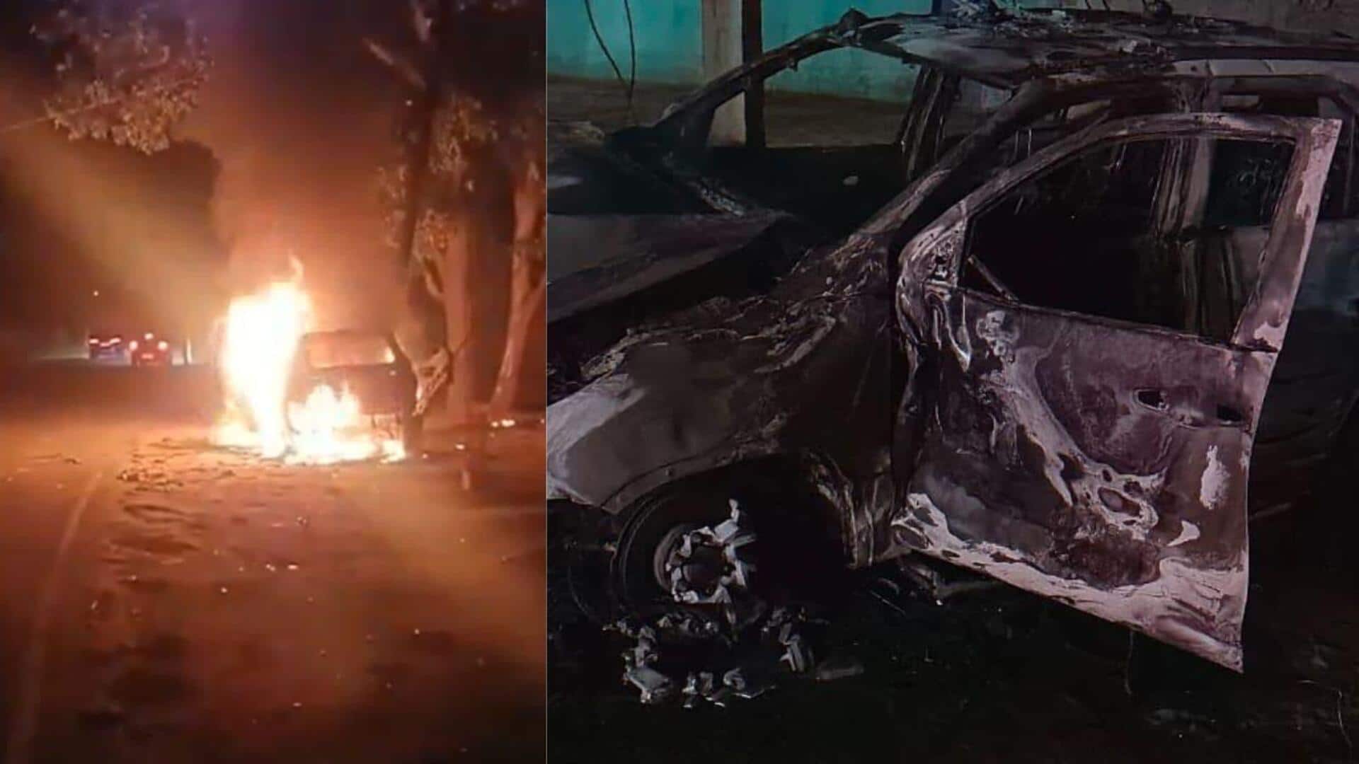 BJP leader set ablaze after SUV sandwiched between 2 trucks 