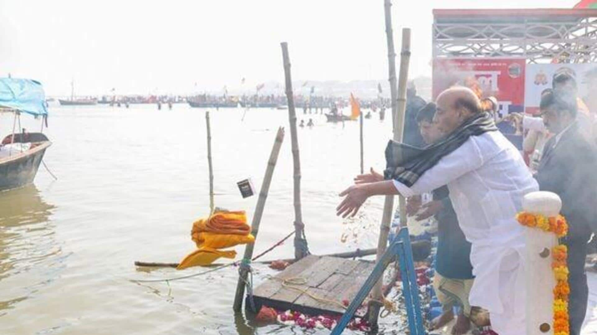 Rajnath Singh visits Maha Kumbh, takes holy dip at Sangam