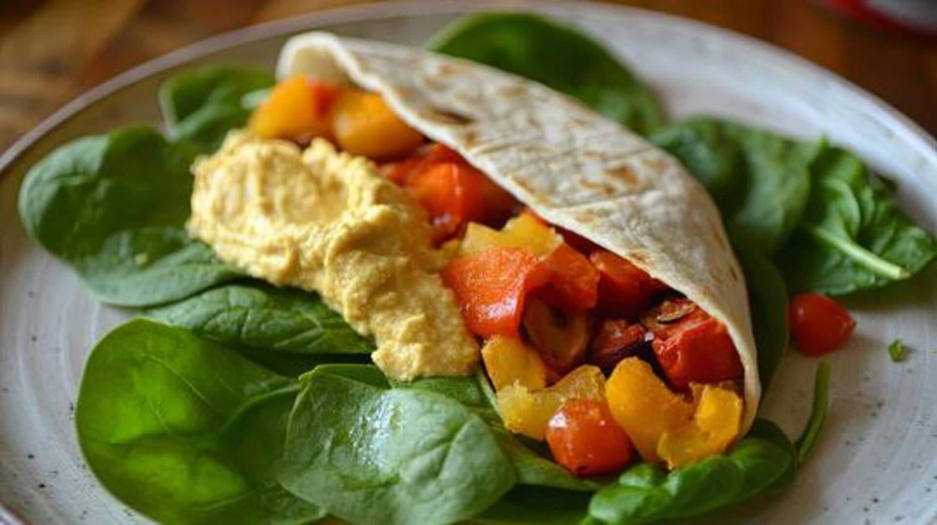 5-minute breakfast: Spinach and hummus wrap 5-minute breakfast: Spinach and hummus wrap