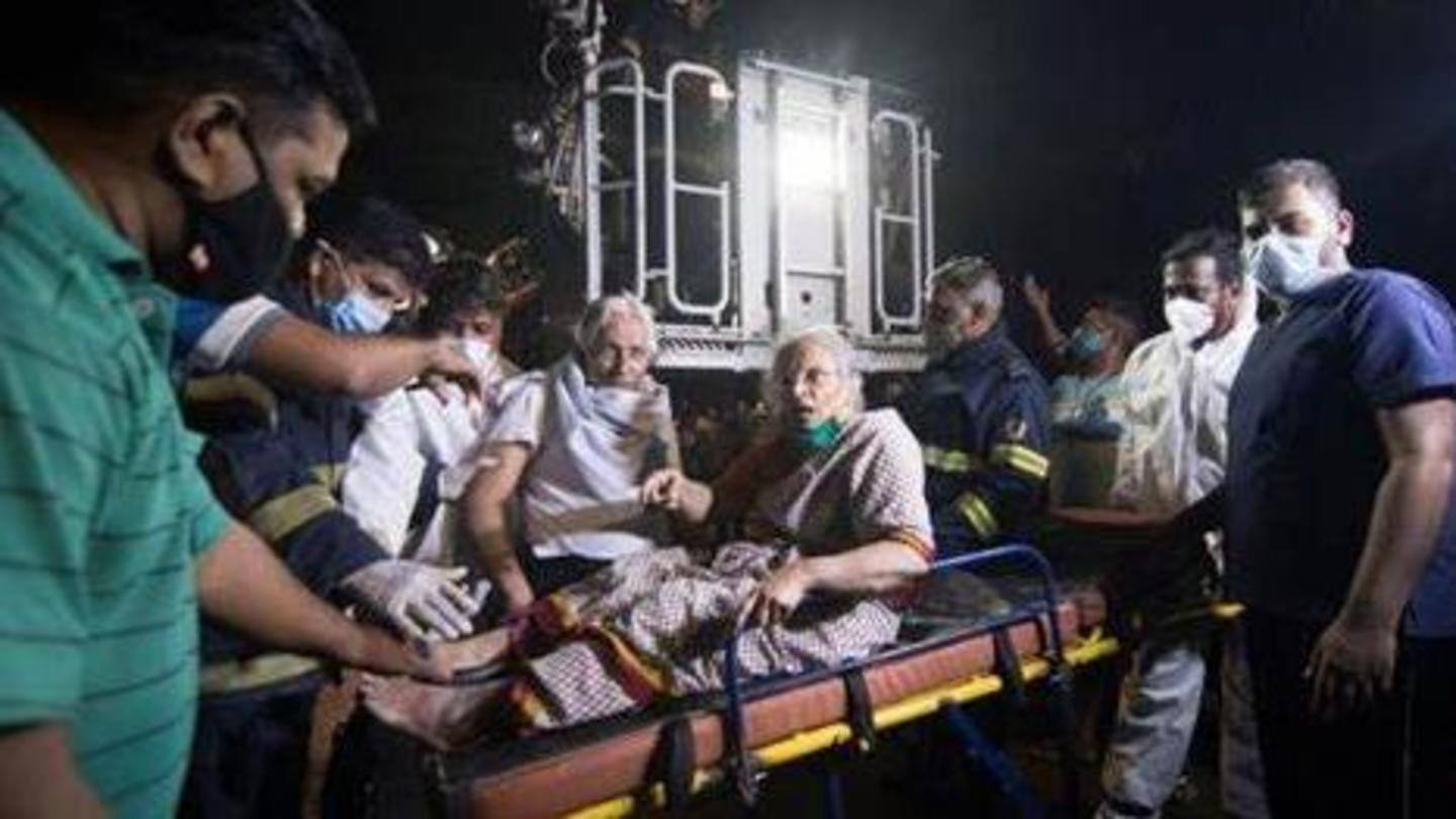 Fire personnel checking if any patient is still stuck Fire personnel checking if any patient is still stuck