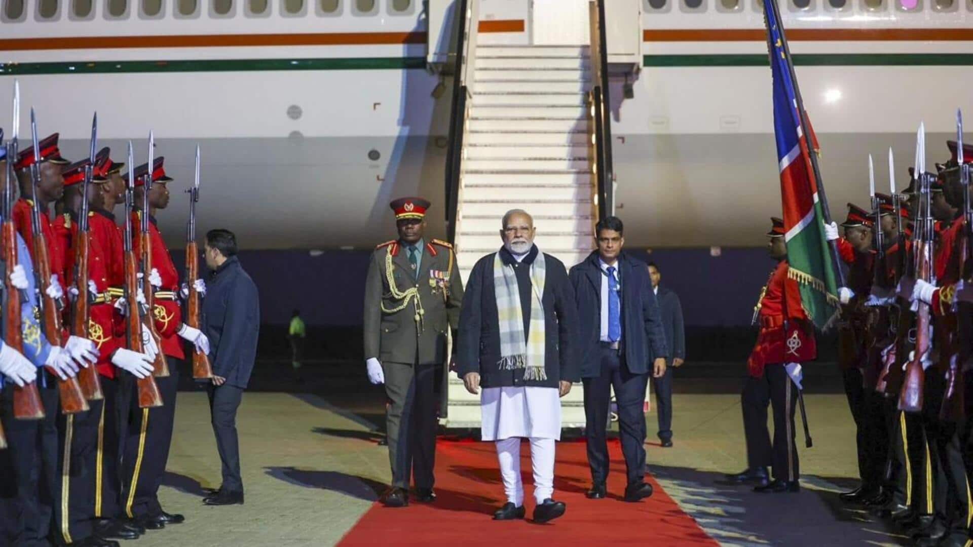 PM Modi lands in Namibia; what's on the agenda PM Modi lands in Namibia; what's on the agenda