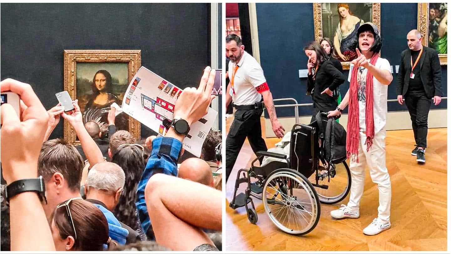 Mona Lisa portrait attacked by man dressed as a woman
