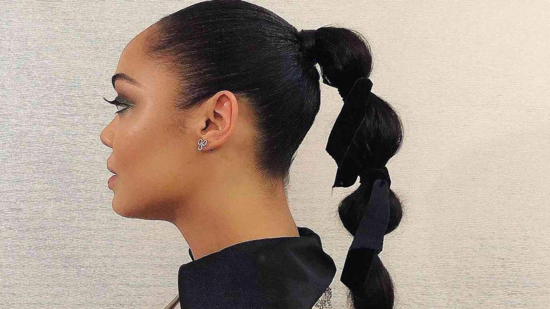 Effervescent bubble ponytails for playful thin hair