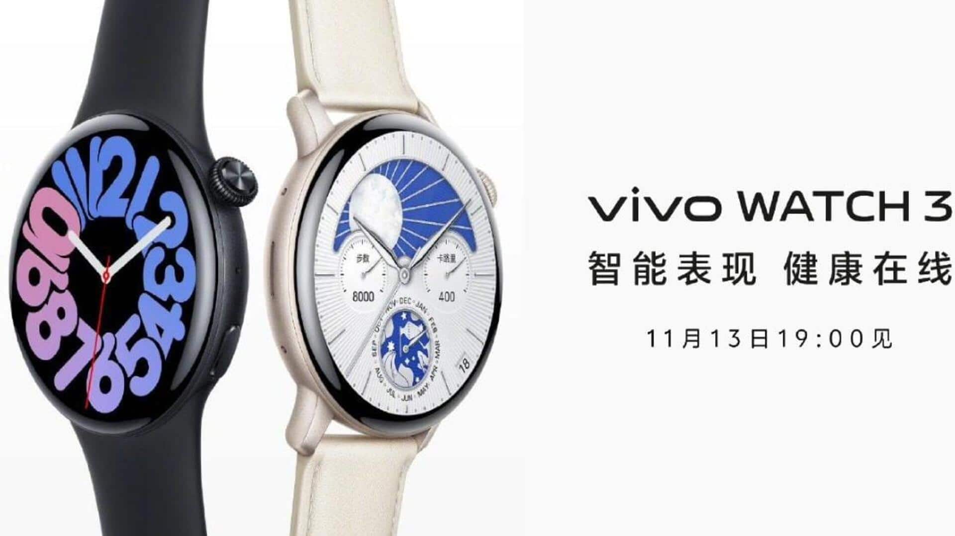 Vivo Watch 3 revealed ahead of November 13 launch