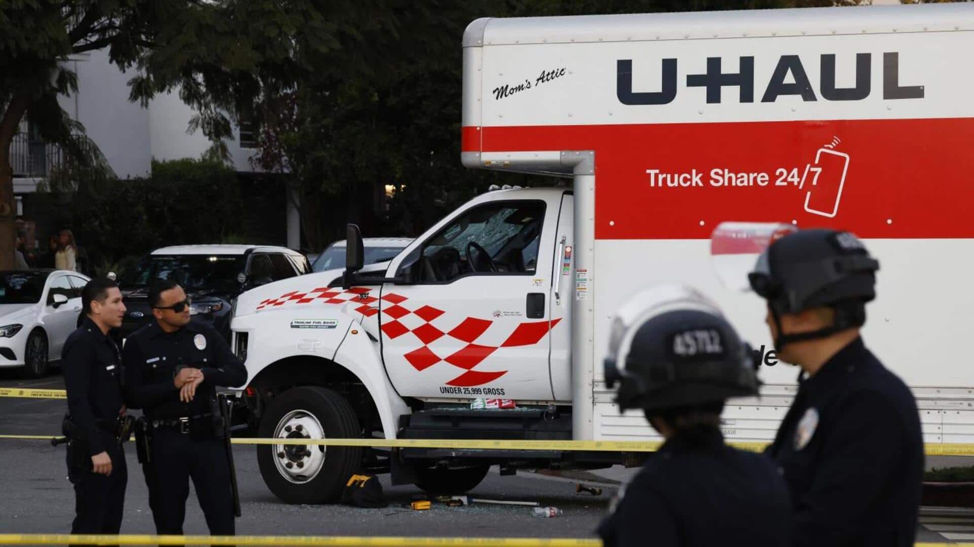 Video: Truck rams into LA rally supporting Iran protests