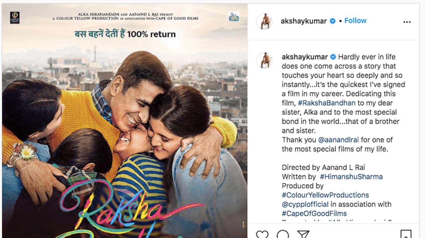 The movie was announced on last year's Raksha Bandhan The movie was announced on last year's Raksha Bandhan
