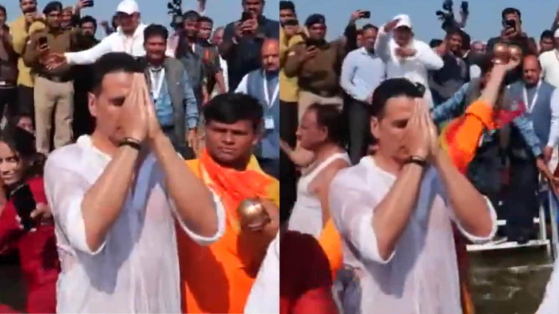 Akshay takes holy dip at Maha Kumbh, thanks Yogi Adityanath