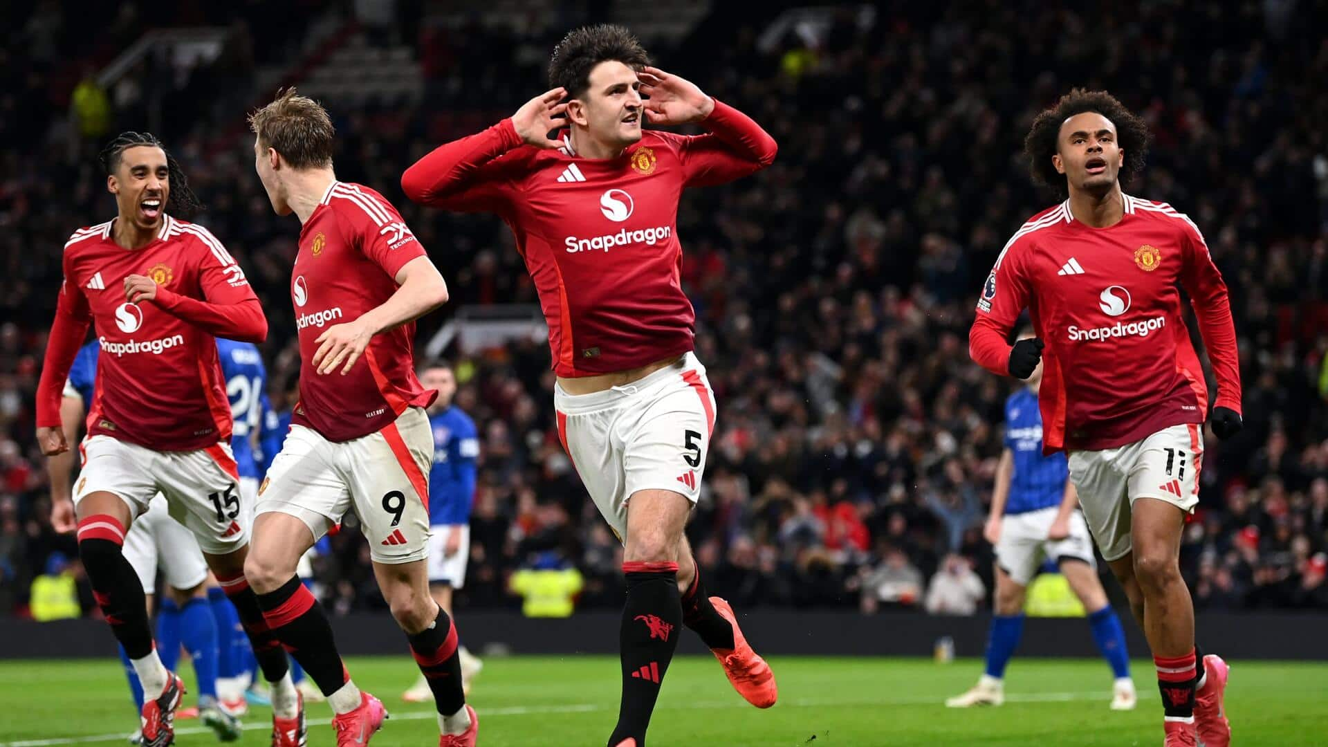 10-man Manchester United down Ipswich 3-2 in Premier League: Stats