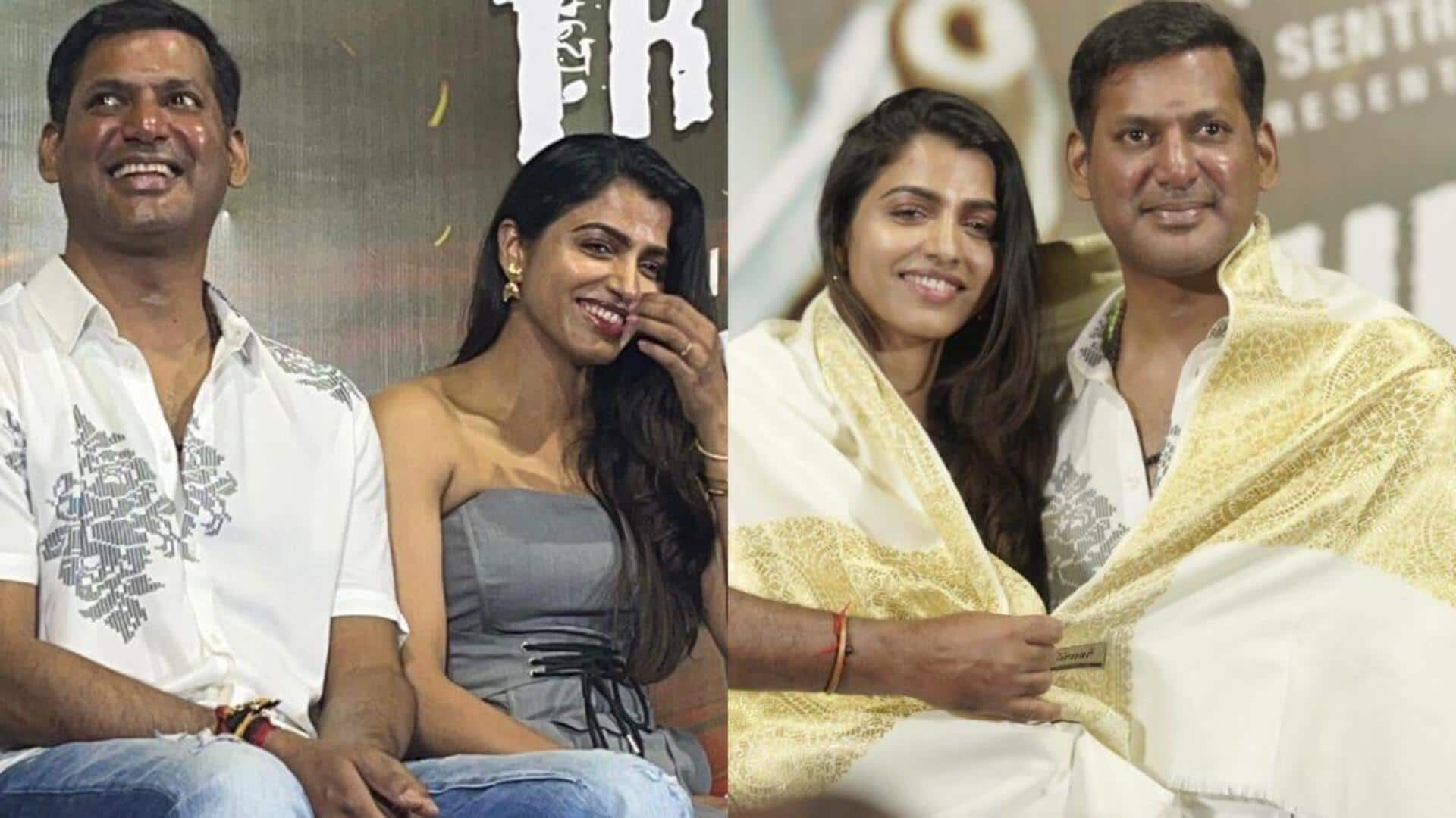 Tamil actors Vishal and Sai Dhanshika to get engaged today Tamil actors Vishal and Sai Dhanshika to get engaged today