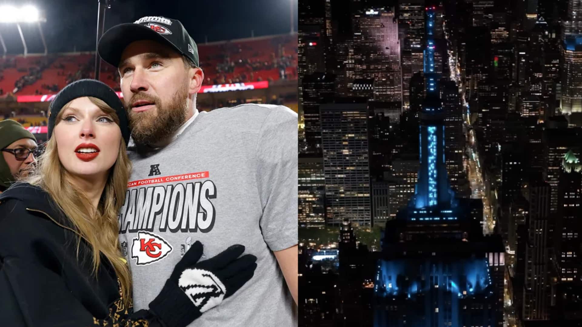 'Her something blue': Empire State Building celebrates Taylor-Travis wedding