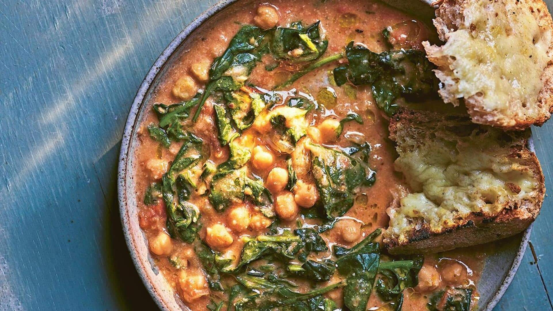 Cook this delicious Moroccan chickpea spinach stew