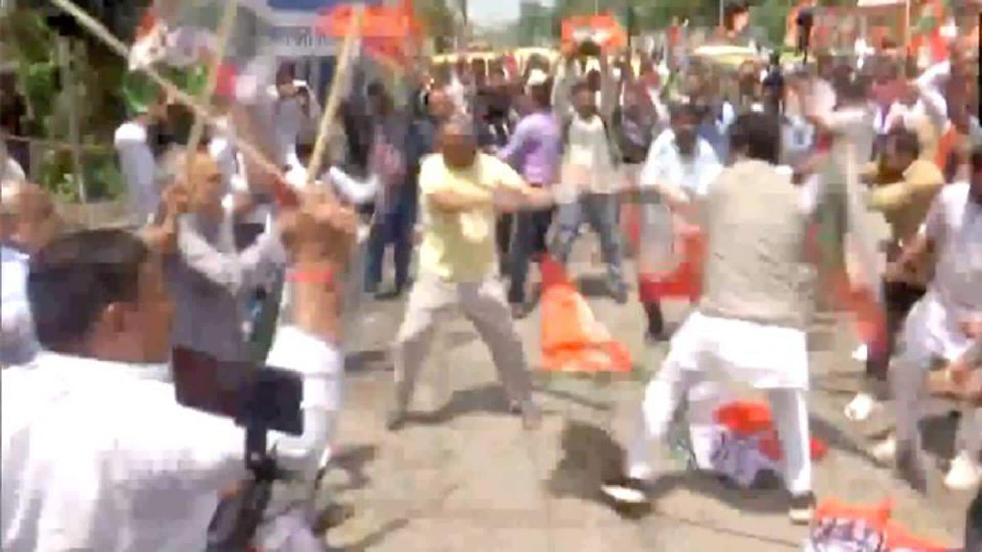 Congress, BJP workers clash with flags amid Modi abuse row 