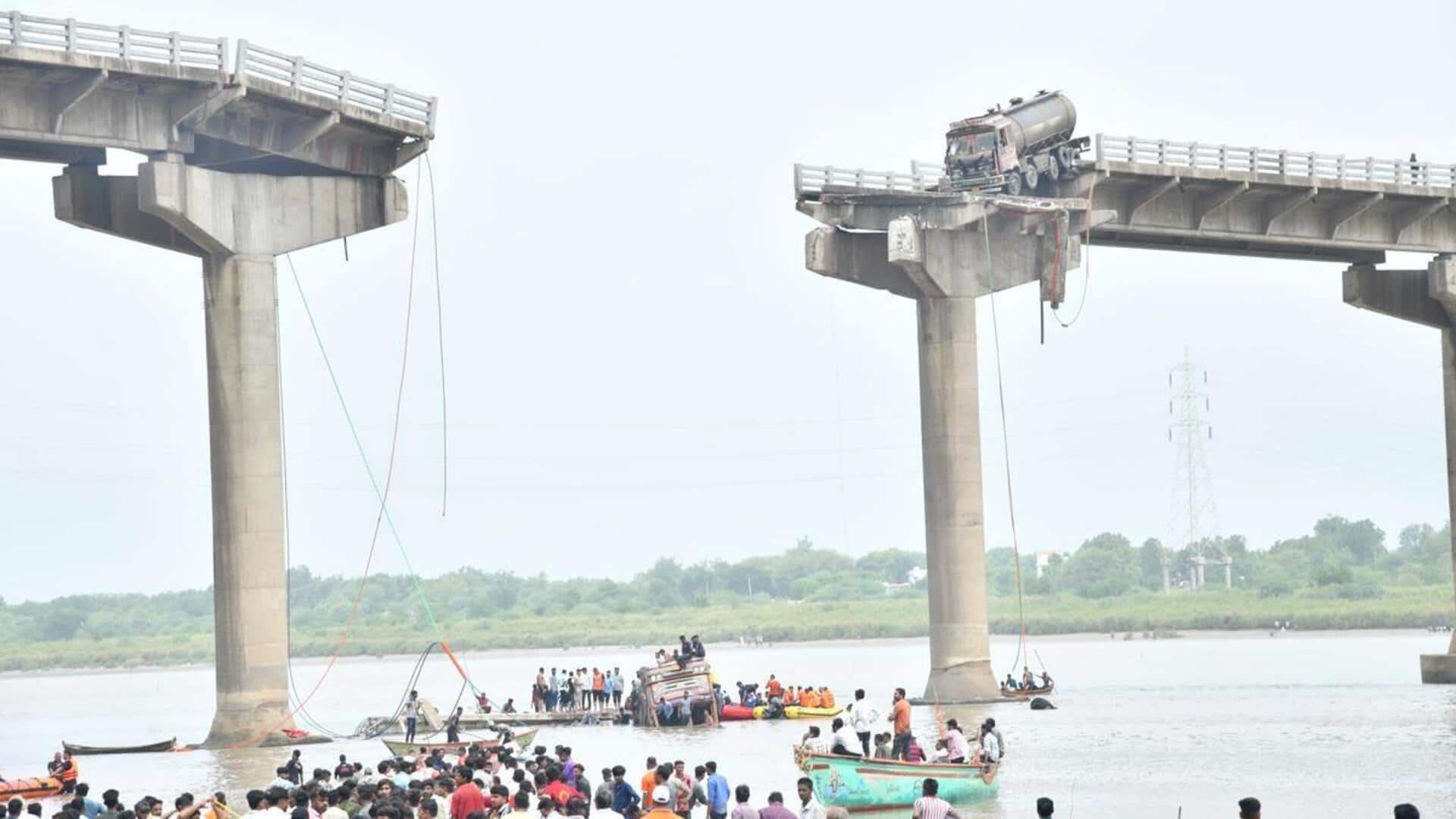 Gujarat bridge collapses as vehicles were passing; 9 killed Gujarat bridge collapses as vehicles were passing; 9 killed