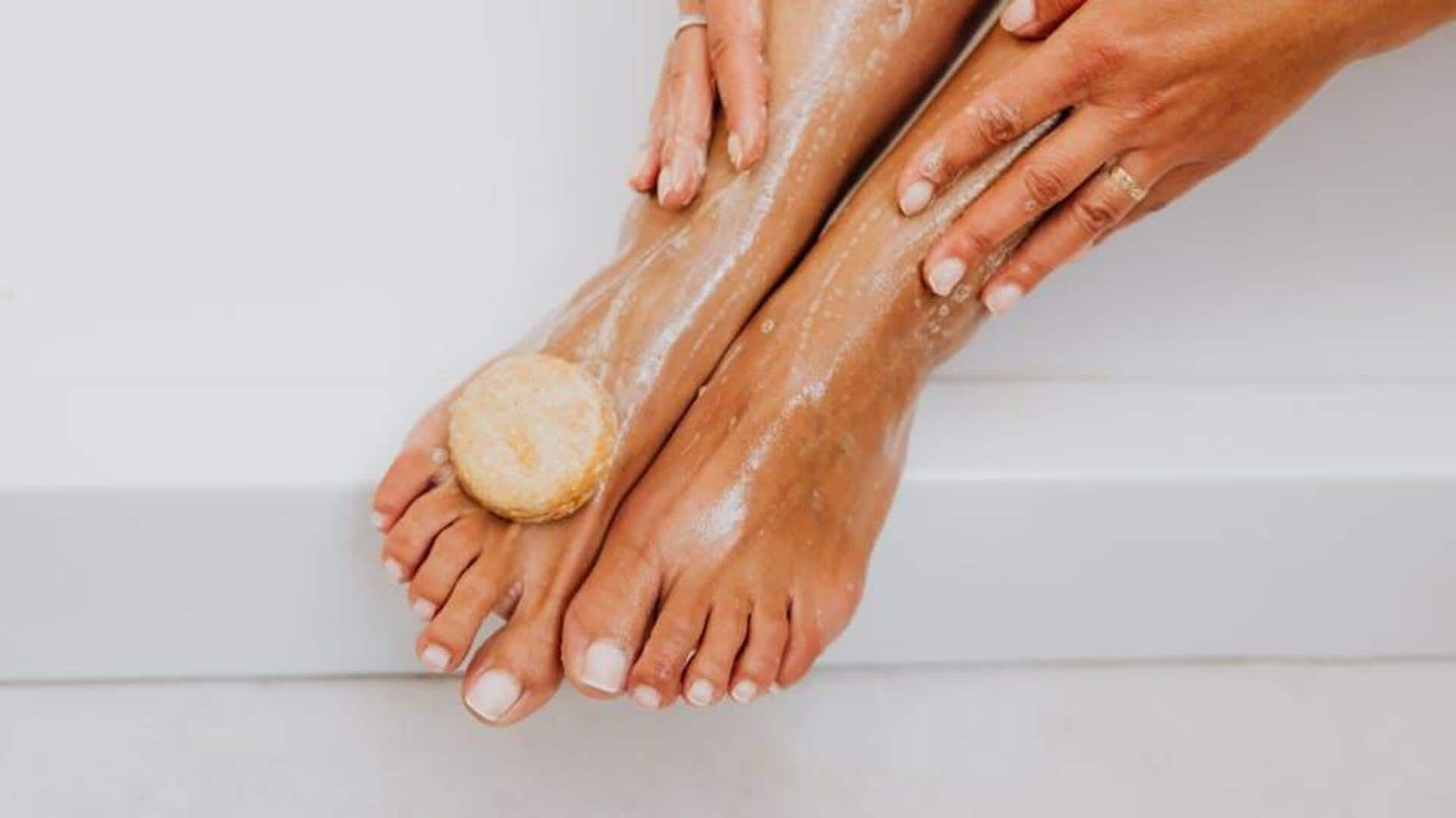 Softening dry heels with rice flour exfoliants