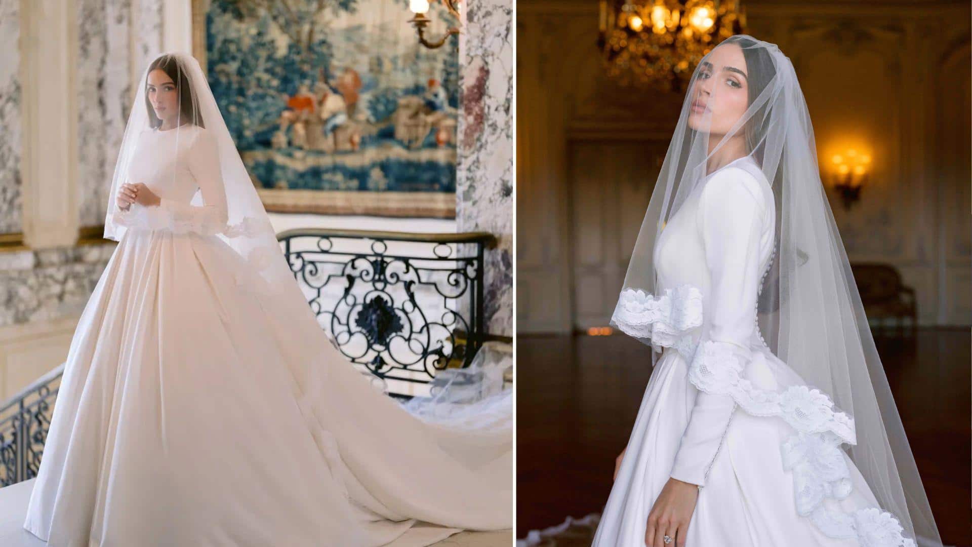 Olivia Culpo weds Christian McCaffrey; stuns in 16-foot lace veil