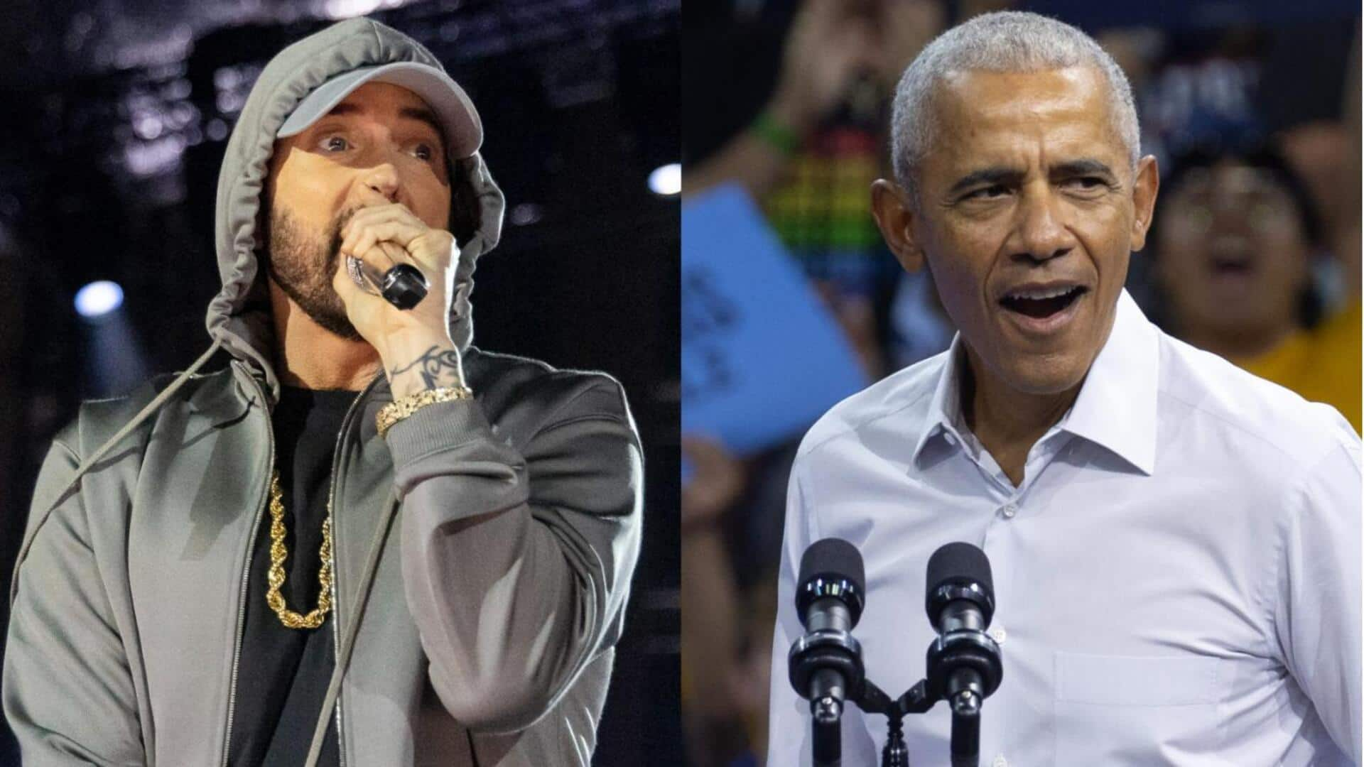 Barack Obama raps Eminem's 'Lose Yourself' at Kamala Harris's rally