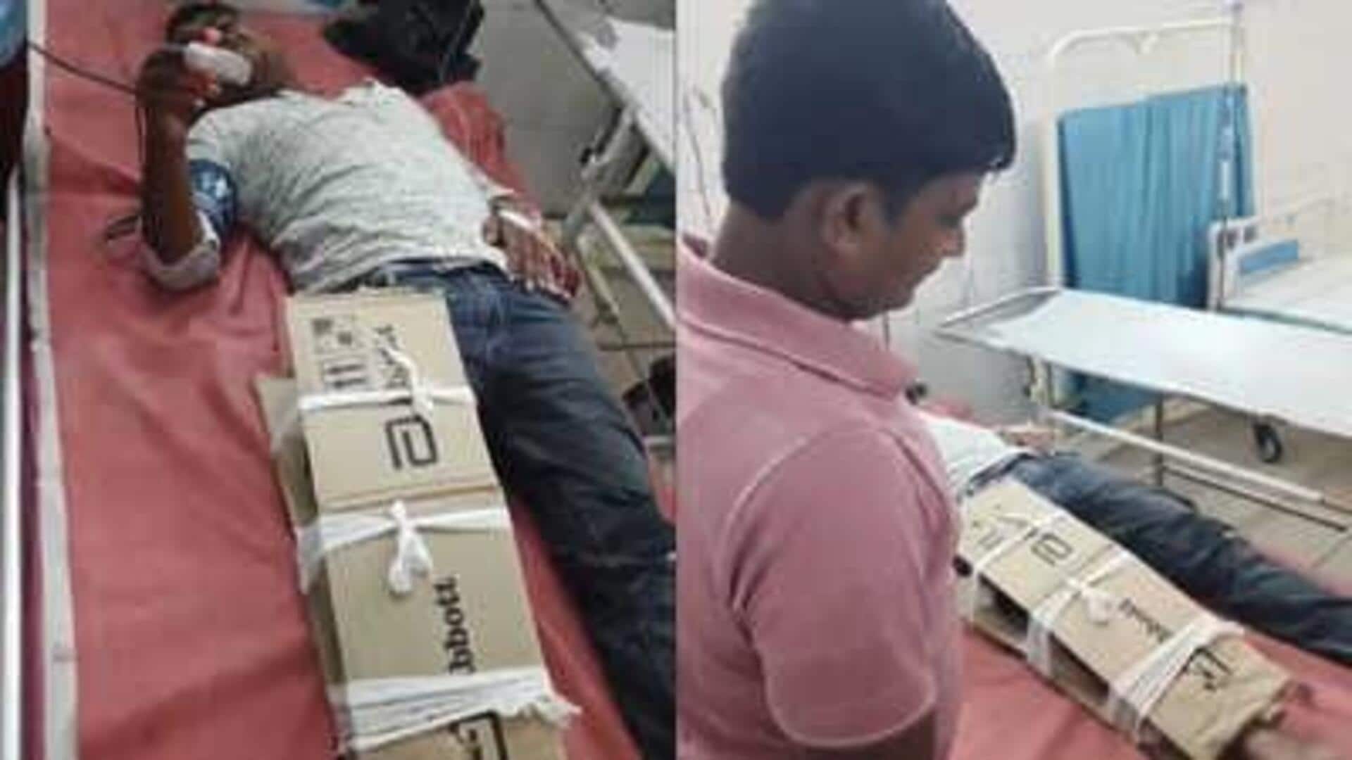 Outrage after Bihar hospital wraps patient's fractured leg in carton 