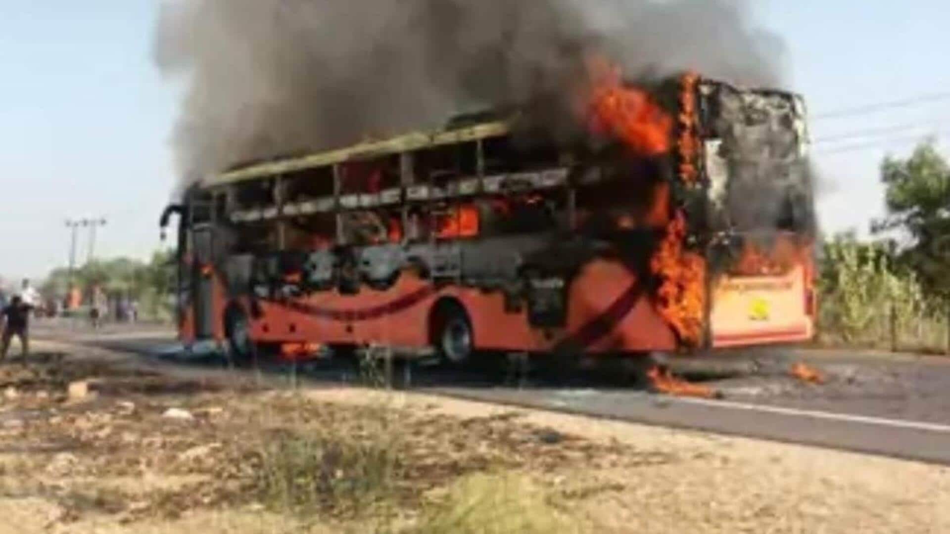 Jaisalmer-Jodhpur bus catches fire, 12 passengers suffer burn injuries Jaisalmer-Jodhpur bus catches fire, 12 passengers suffer burn injuries