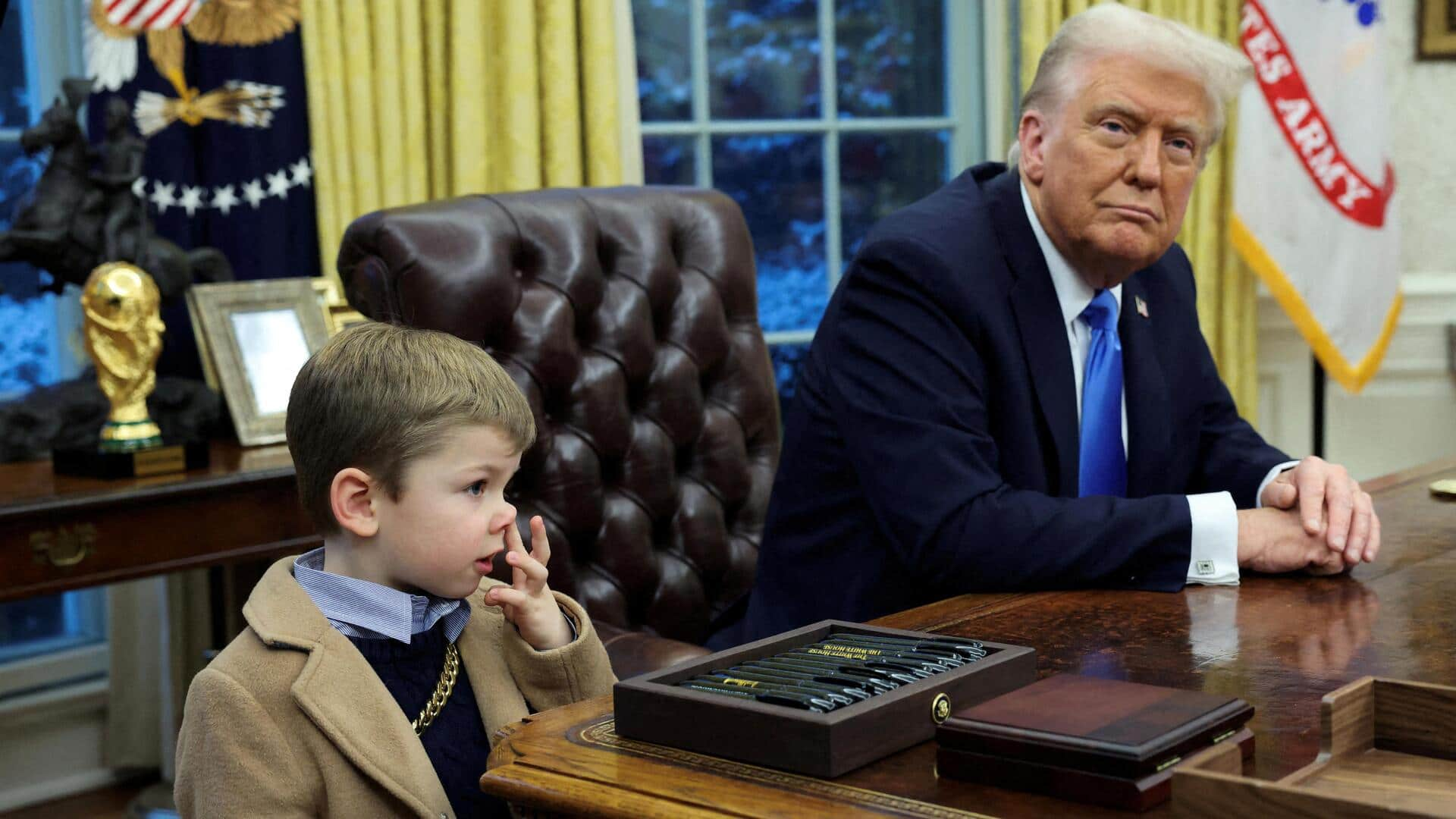 Musk's son caught wiping nose on Resolute Desk—Trump orders cleanup