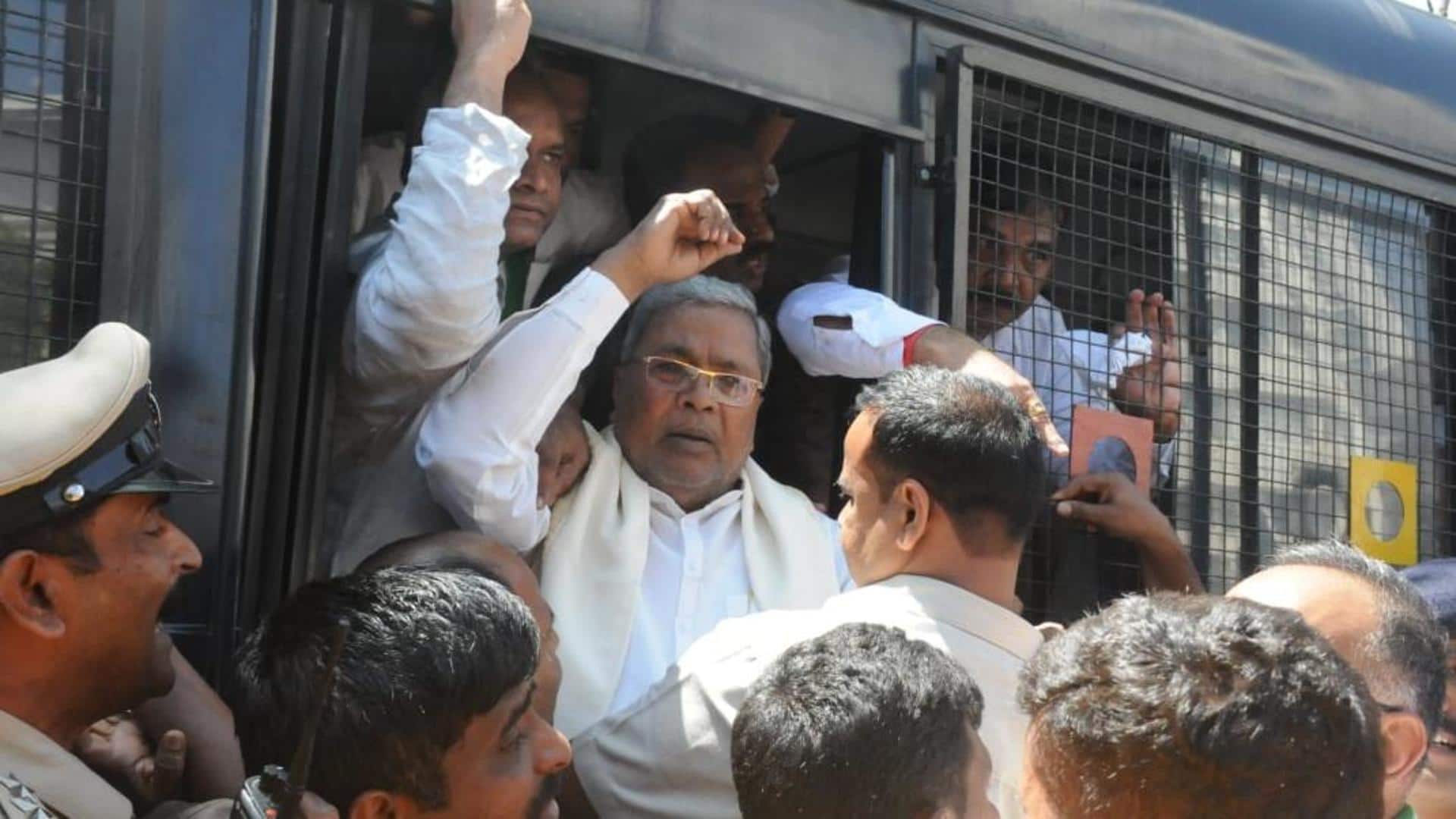 Karnataka: Former CM Siddaramaiah detained while demanding BJP MLA's arrest